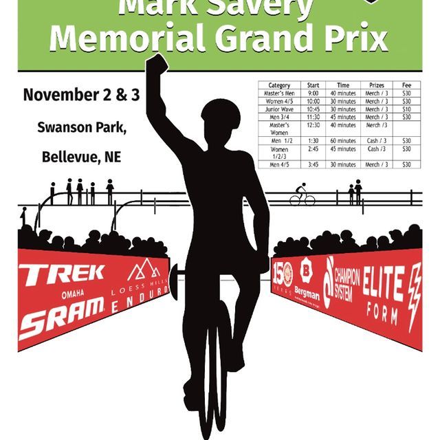 caption: Custom jerseys to the winners, Savery mugs, Trek helmets, shoes, lights, and more! Plus, race with us and with Omaha Velo the following weekend, and Men 1/2 riders and Women 1/2/3 riders will earn omnium points for cash purses in the 402 'Cross Cup! 

https://www.bikereg.com/mark-savery-memorial-grand-prix